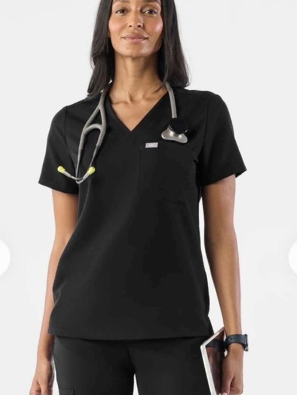 NWT Figs Black Catarina One Pocket Scrub Top Size XXS